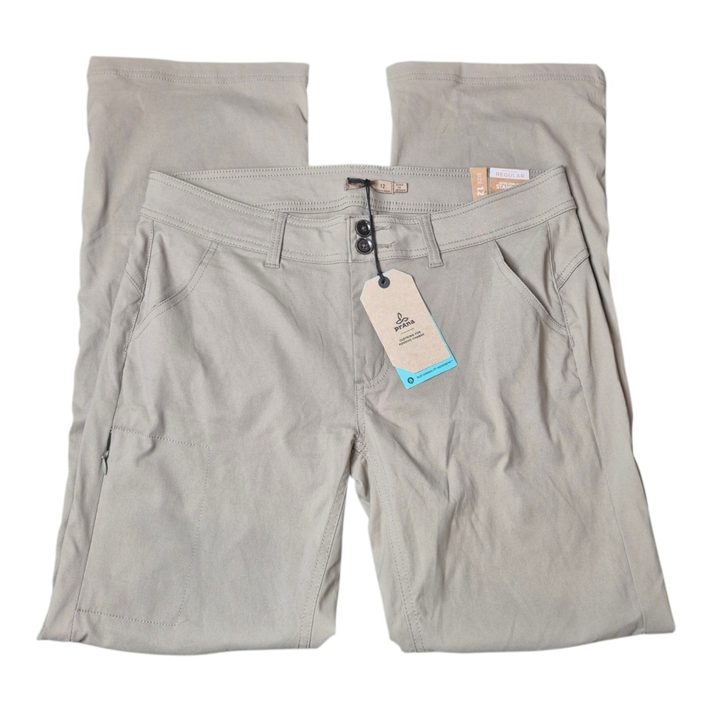 prAna Women's 12 Halle Pants Dark Khaki Hiking Stretch Zion Roll Up NWT